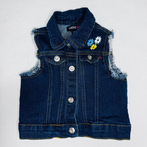 Girls Limited Too Flower Power Denim Vest 4T